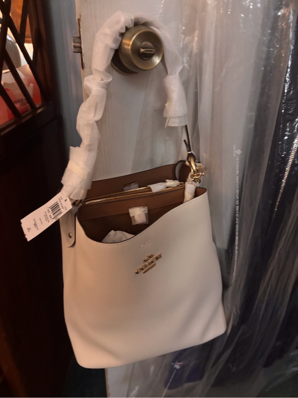 Coach Cream Pebbled Leather Mini Bucket Crossbody with Gold Hardware - Picture 5 of 6